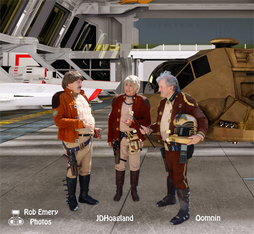 Battlestar pilots meet in the landing bay